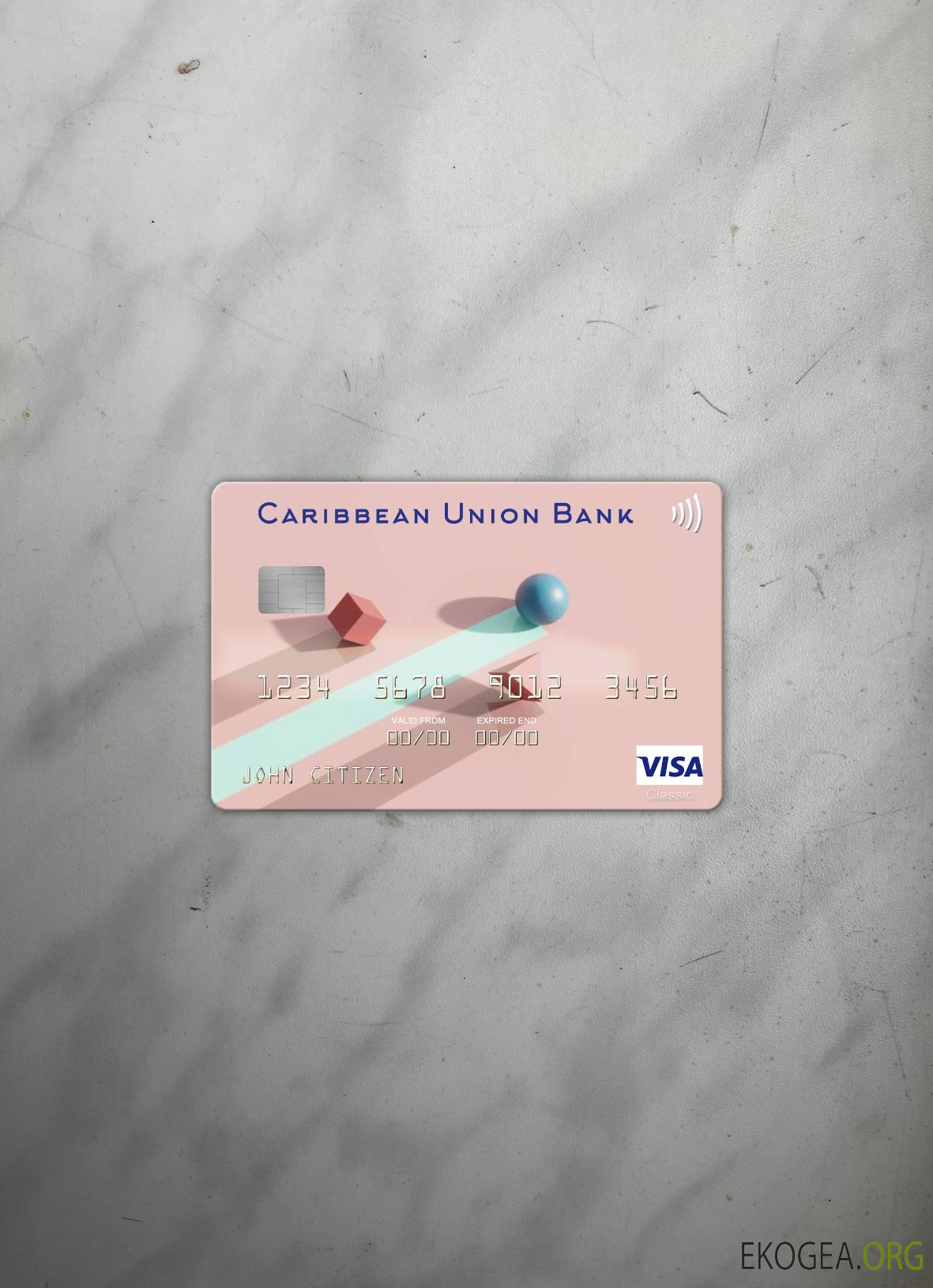 Antigua , et , Barbuda Caribbean Union Bank carte visa photolook , avant